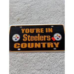 Pittsburgh Steelers- You’re in Steelers country metal license plate- NIB-Black